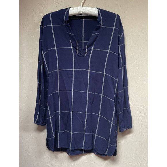 Carve Designs Women's V-Neck Hammond Tunic Top XS Blue Rayon Long Sleeve Casual - Picture 1 of 10